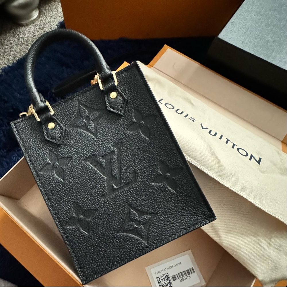 LOUIS VUITTON Empreinte Monogram Petit Sac Plat Black Noir (New)